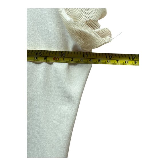 Sibilla Rei Beige Mesh Ruffle Top Women’s L Italy Made Sheer Romantic Blouse - Picture 7 of 8